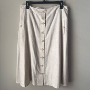 Calvin Klein Cream A-Line Skirt with Button Detail